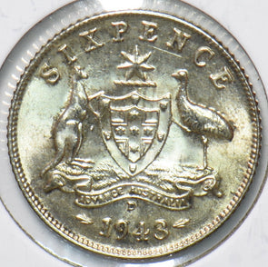 Australia 1943 D 6 Pence Kangaroo animal Emu 192748 combine shipping