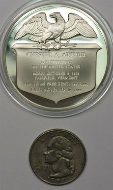 1980 's Medal Proof Chester A Arthur in capsule 1.2oz pure silver Franklin Mint