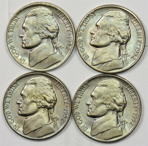1952-D Jefferson Nickel 5 Cents 4 Pcs GEM to GEM BU U0378