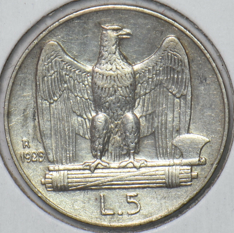 Italy 1929 5 Lire Eagle animal 296049 combine shipping