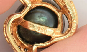 18K Gold Tahiti Pearl Diamond Pendant 4.07g RG0212