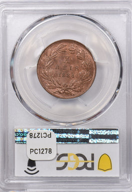Portugal 1884 10 Reis PCGS MS 63 RED BROWN PC1278 combine shipping