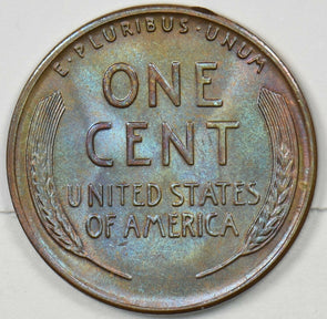 1941-D Lincoln Wheat Cent Magenta Blue Colors GEM BU-BN U0440