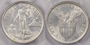 Philippines 1920 50 Centavos Eagle animal PCGS AU 58 PC1398 combine shipping