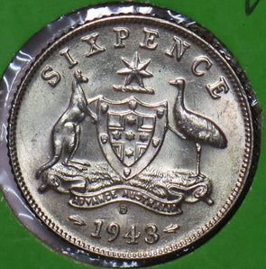 Australia 1943 D 6 Pence Kangaroo animal 193615 combine shipping