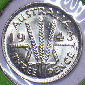 Australia 1943 D 3 Pence UNC 150802 combine shipping