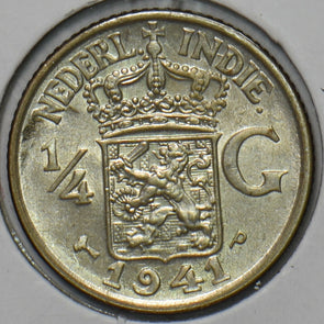 Netherlands East Indies 1941 P 1/4 Gulden Lion animal 195450 combine shipping
