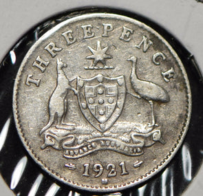 Australia 1921 3 Pence Kangaroo animal Emu  191482 combine shipping