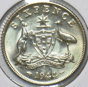 Australia 1944 S 6 Pence Kangaroo animal Emu 192752 combine shipping