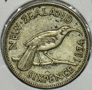 New Zealand 1934 6 Pence Huia Bird animal 297559 combine shipping