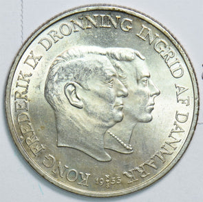 Denmark 1953 2 Kroner Silver 491556 combine shipping