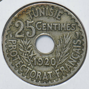 Tunisia 1920 AH1338 25 Centimes 193057 combine shipping