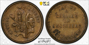 Great Britain 1900 ~40 Token PCGS AU55 Taylor & Challen Brass 24mm RE PC0968
