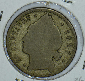 Dominican Republic 1897 Silver 20 Centavos 2 Coins 291083 combine shipping