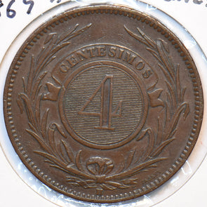 Uruguay 1869 H 4 Centesimos 296015 combine shipping
