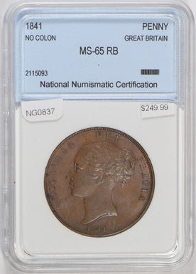 Great Britain 1841 Penny lustrous UNC NG0837 combine shipping