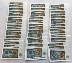Bulgaria 1951 3 Leva Lot of 100 CH CU notes BL0095 combine shipping