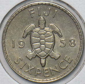 Fiji 1958 6 Pence Turtle animal 903398 combine shipping