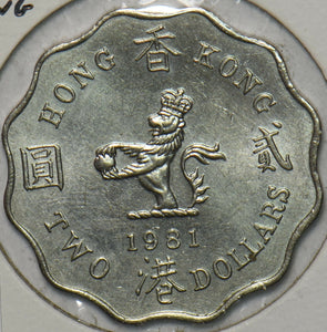 Hong Kong 1981 2 Dollars Lion animal 152321 combine shipping