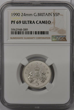 Great Britain 1990 5 Pence silver NGC Proof 69UC 24mm NG1477 combine shipping