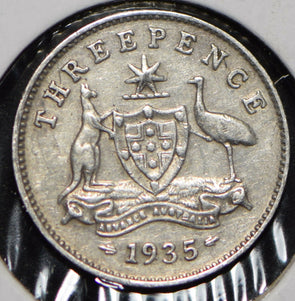 Australia 1935 3 Pence Kangaroo animal Emu  191344 combine shipping