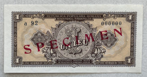 Romania 1952 Leu Specimen. PK 81A. Gem CU BL0100 combine shipping