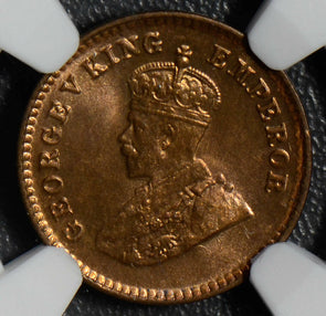 British India 1934 C 1/12 Anna NGC MS66RB calcutta mint combine shipping NG0398