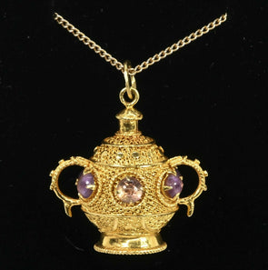 18K Gold Amethyst Teapot Pendant GP0020