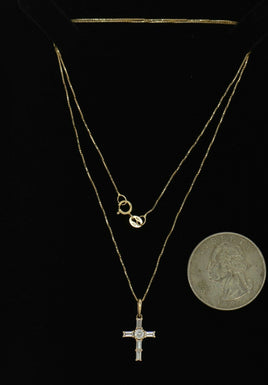 14K Simulated Diamond Necklace 1.24g Pendant 0.57*0.39inch Necklace 17inch RG013