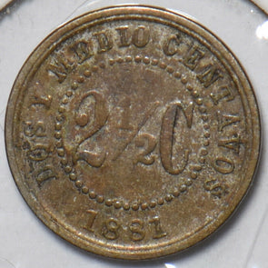 Colombia 1881 2 1/2 Centavos 196130 combine shipping