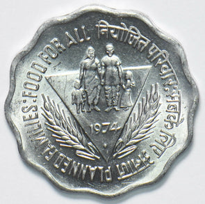 India Republic 1974 Planned Families Food For All 10 Paise Lion animal 192068 c
