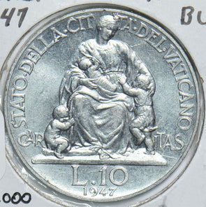 Vatican 1947 10 Lire BU 50,000 Minted 299057 combine shipping