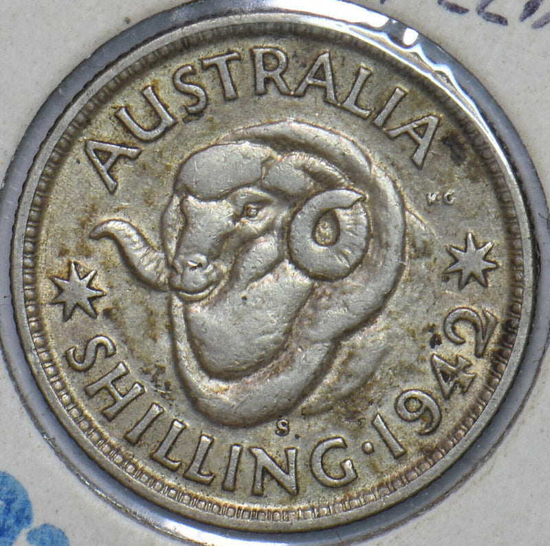 Australia 1942 S Shilling Merino ram animal 150808 combine shipping