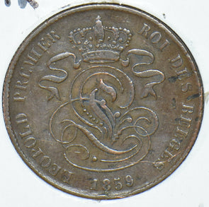 Belgium 1859 VF.EF 2 Centimes Lion animal  290379 combine shipping