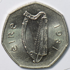 Ireland 1981 50 Pence Woodcock bird animal 193336 combine shipping