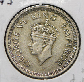 British India 1943 1/2 Rupee  900712 combine shipping