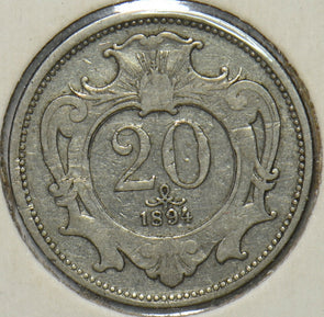 Austria 1894 20 Heller Eagle animal 151665 combine shipping