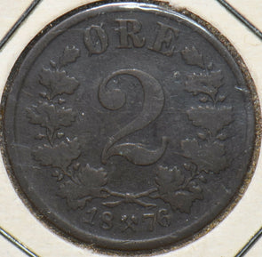 Norway 1876 F 2 Ore Lion animal 193302 combine shipping
