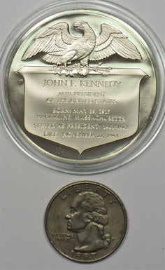 1980 's Medal Proof John F Kennedy in capsule 1.2oz pure silver Franklin Mint B