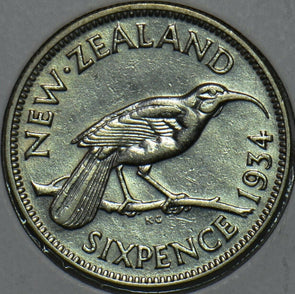 New Zealand 1934 6 Pence Huia Bird animal 297564 combine shipping