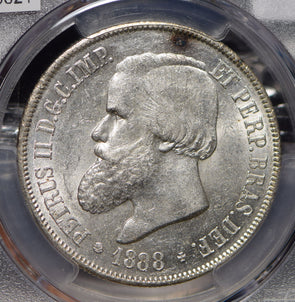 Brazil 1888 2000 Reis PCGS MS62 PC0621 combine shipping