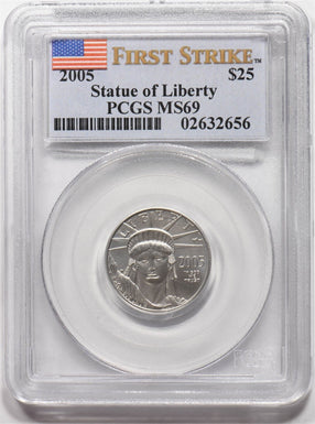 2005 Platinum Eagle $25 liberty first strike APtW 0.25oz PCGS MS69 PC1606
