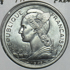Reunion 1948 2 Francs French 297877 combine shipping