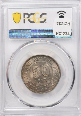 Malaya and British Borneo 1961 H 50 Cents PCGS MS 66 rare condition PC1234 comb