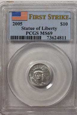 2005 Platinum First Strike Statue of Liberty $10 PCGS MS69 PC1528