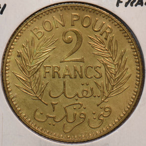 Tunisia 1941 AH1360 2 Francs 294196 combine shipping
