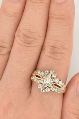 14K Gold Diamond Ring 5.3g Diamond TCW 1.15ct Size 8.5 RG0101