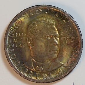 1946 booker T half dollar silver gem UNC green golden toned U0113 combine shipp