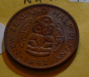 New Zealand 1942 1/2 Penny UNC Red Brown N0017 combine shipping