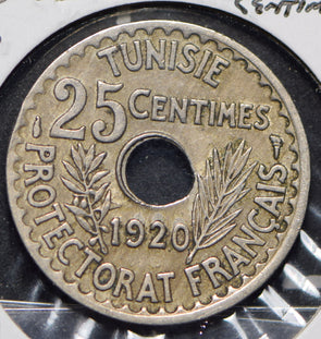 Tunisia 1920 AH 1338 25 Centimes  191286 combine shipping